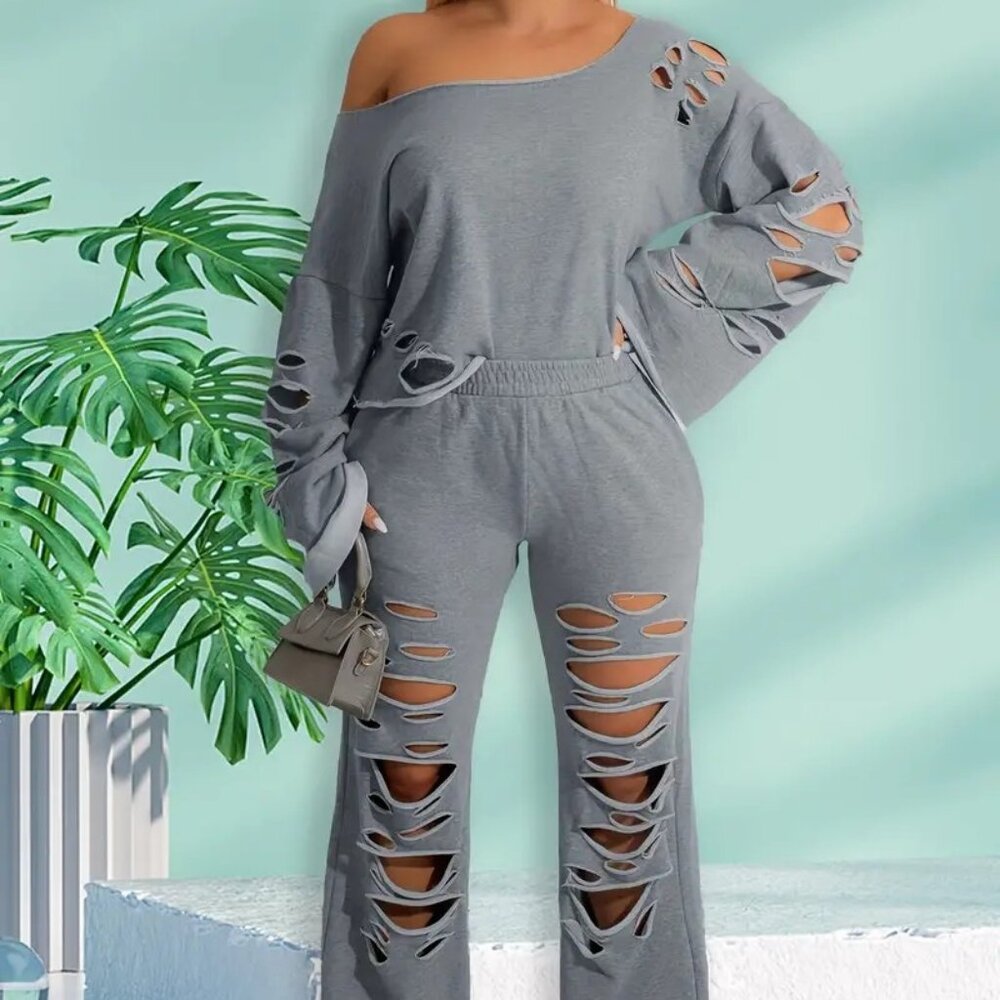 Two-Piece Set Long Sleeve Top Pants Outfit